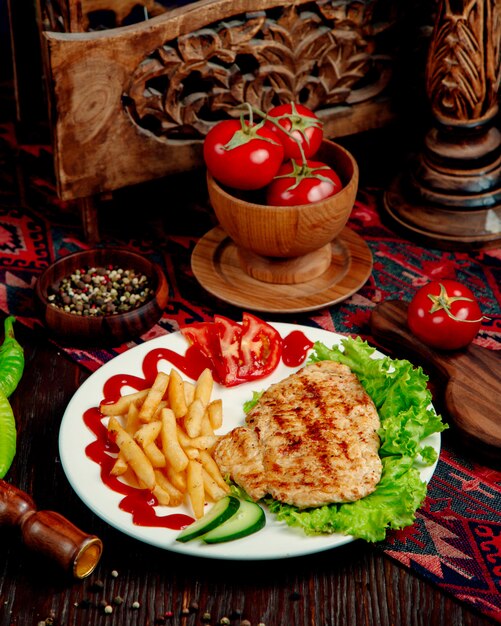 Fried chicken chop and french fries