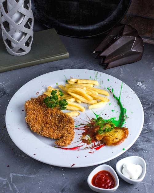 Fried chicken langet with french fries