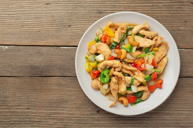 Fried Chicken with Cashew Nuts Thai Food.