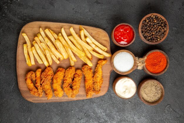 Fried chicken with fried potatoes for celebration