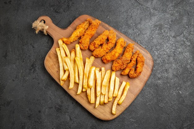 Fried chicken with fried potatoes for celebration