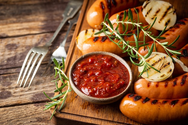 Fried delicious sausages