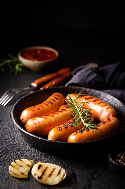 Free photo fried delicious sausages