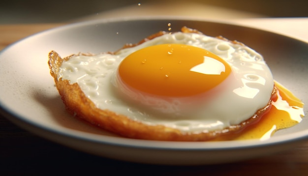 Fried egg on plate a healthy and delicious meal generated by artificial intelligence