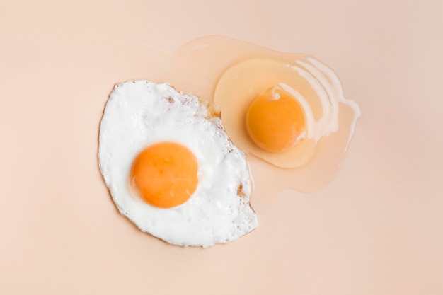 Fried egg and raw egg yolk