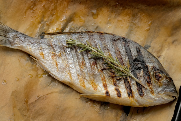 Fried fish with rosemary