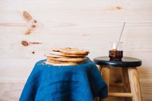 Fried flatbreads and honey