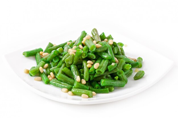 Fried green beans with cedar nuts