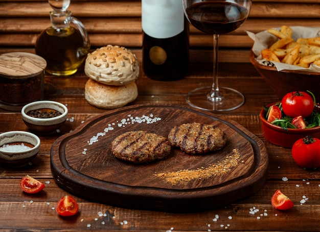 Fried kofte on wooden board