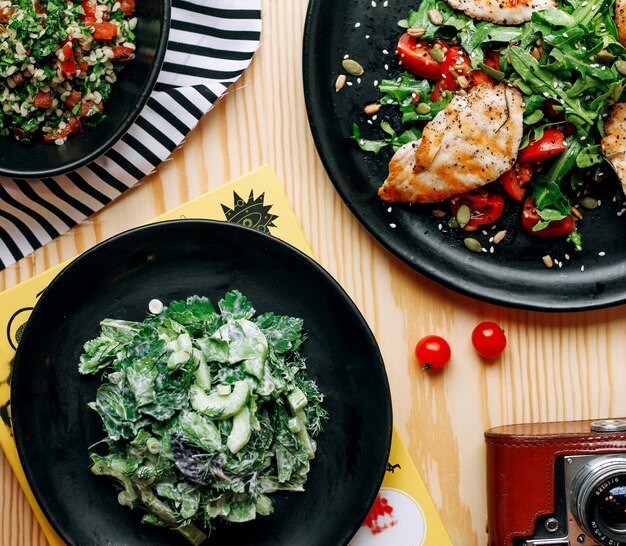 Fried meat with vegetables and herbs