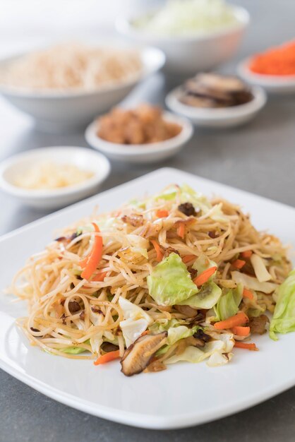 fried noodles on plate