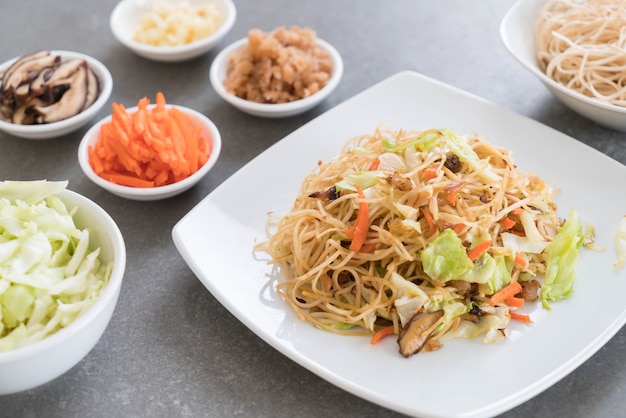 fried noodles on plate