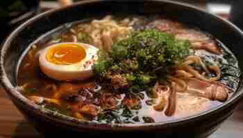 Free photo fried pork soup with shiitake mushrooms and tofu generated by ai