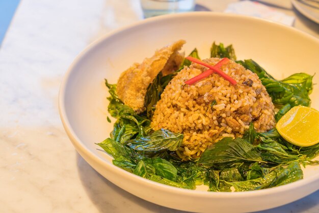 Fried Rice with Crispy Gourami Fish