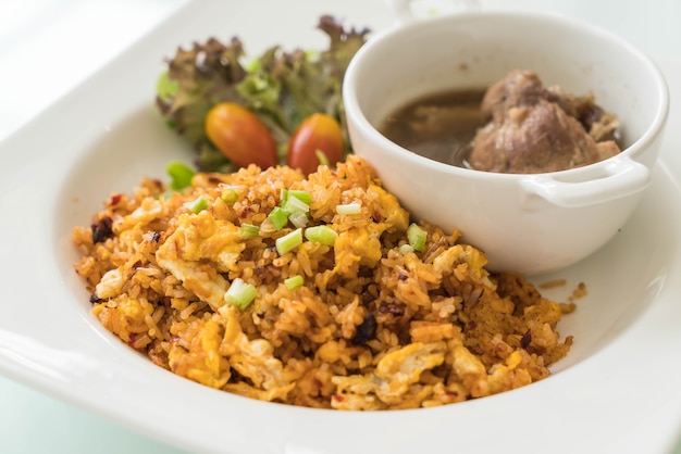 fried rice with steamed pork ribs