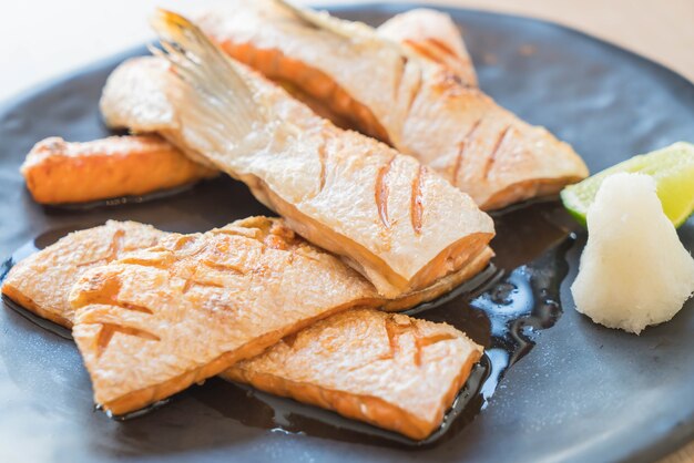 fried salmon steak