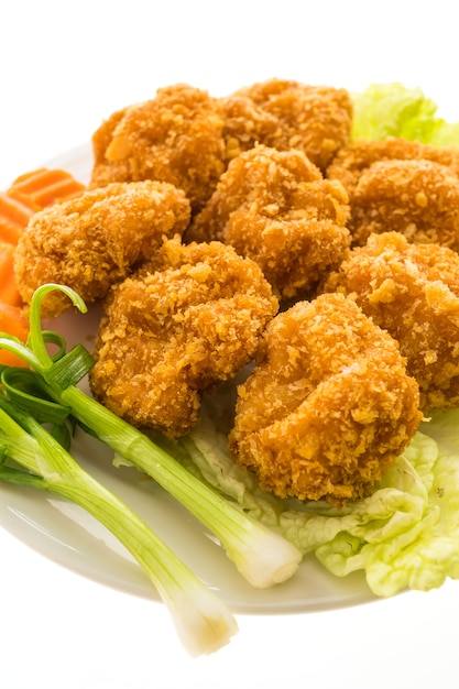 Free photo fried shrimp or prawn cake in white plate