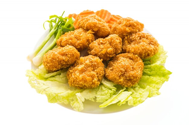 Fried shrimp or prawn cake in white plate