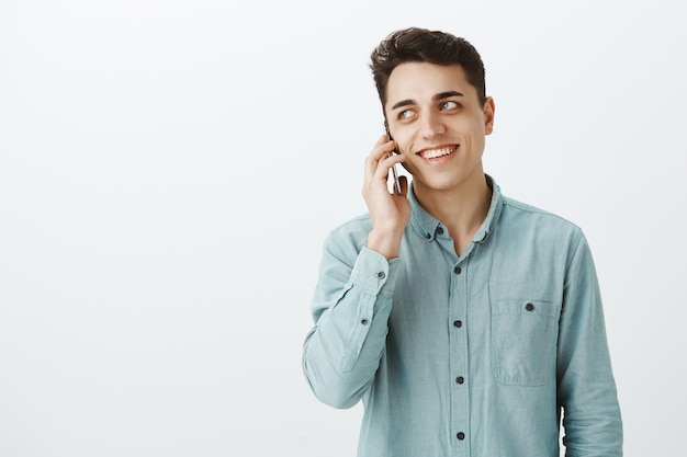 Friendly outgoing european brother in shirt