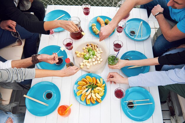 Friends birthday at a picnic. Positive emotions.