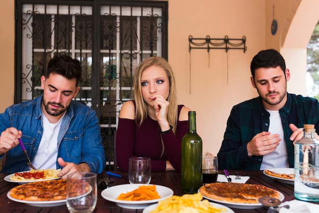 Friends eating food