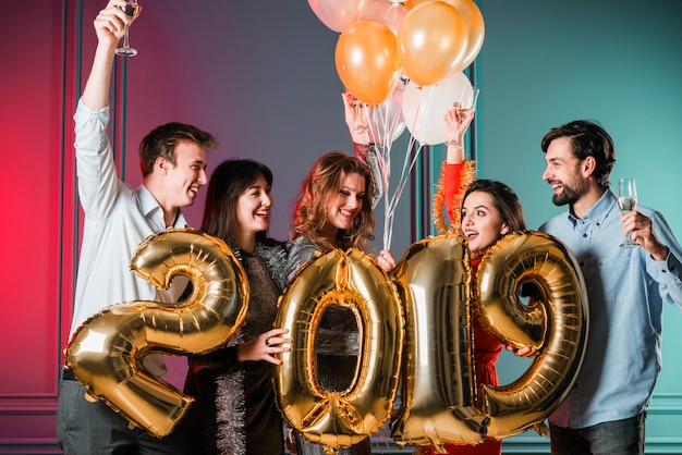 Friends enjoying new year party