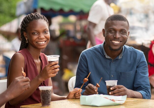 Friends enjoying some street food