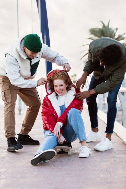 Friends enjoying their life offline