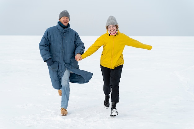 Friends enjoying winter trip