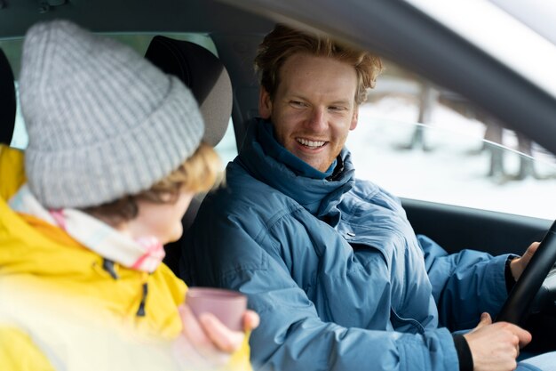 Friends enjoying winter trip