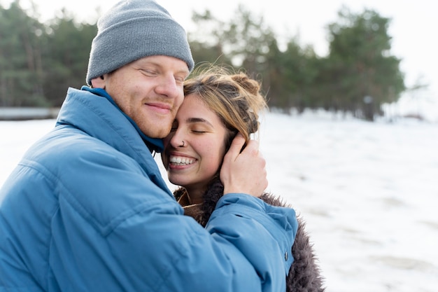 Free photo friends enjoying winter trip