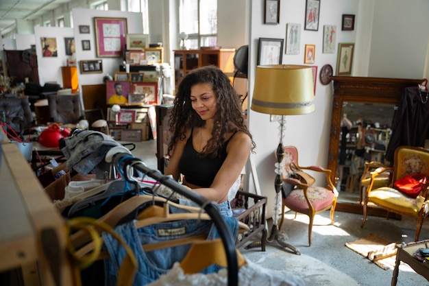 Friends going shopping in antique store