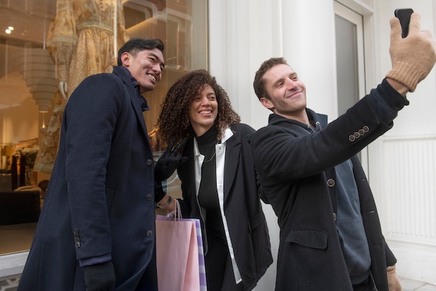 Friends having fun and shopping together