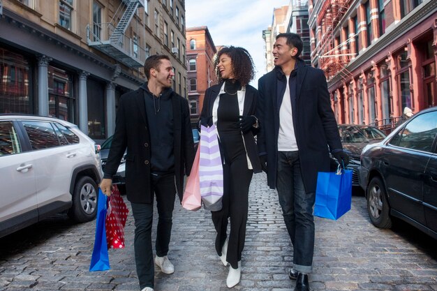 Friends having fun and shopping together