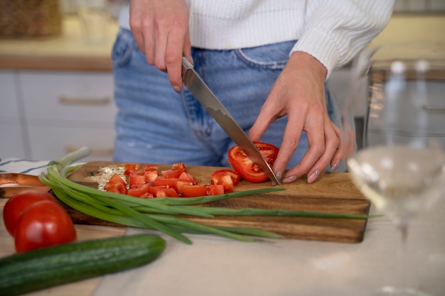 Friends having fun together while cooking