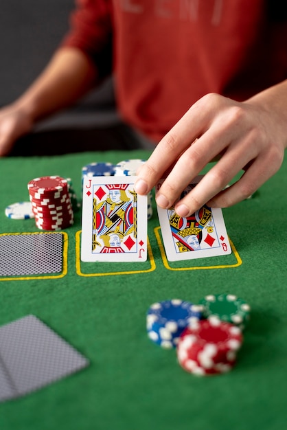 Free photo friends having fun while playing poker