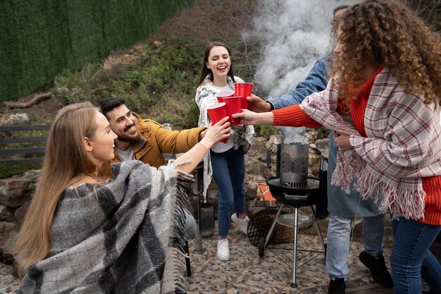 Friends having a nice barbeque together