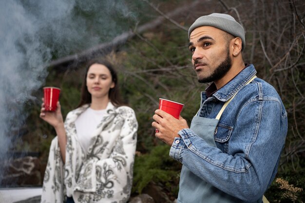 Friends having a nice barbeque together