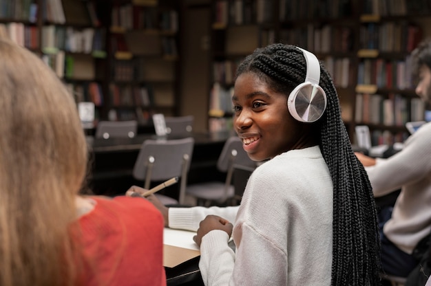 Free photo friends learning in a study group