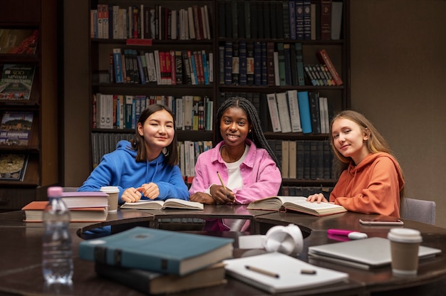 Friends learning in a study group