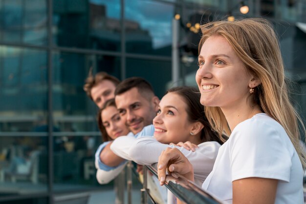 Friends looking in the distance