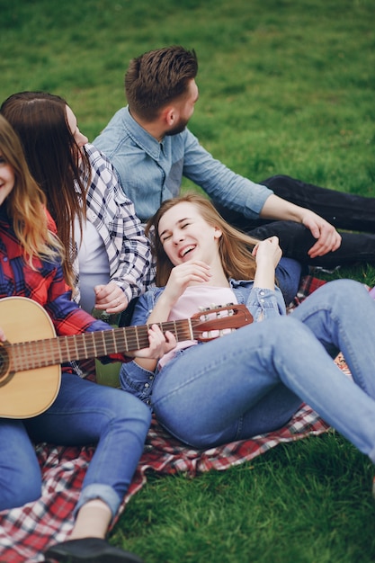 Amici su un pic-nic