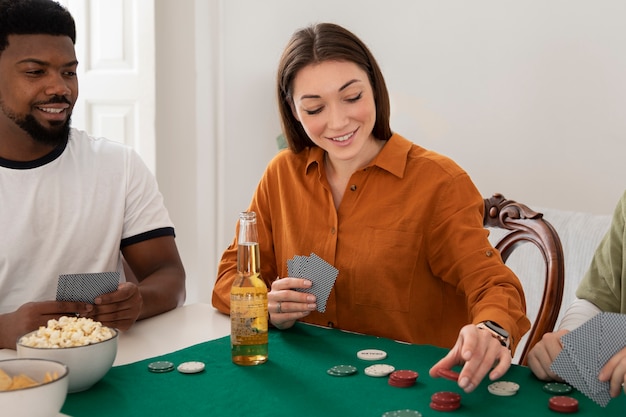 Friends playing poker together