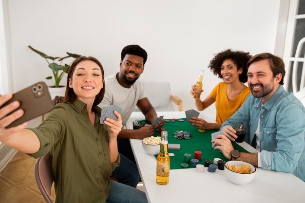 Friends playing poker together