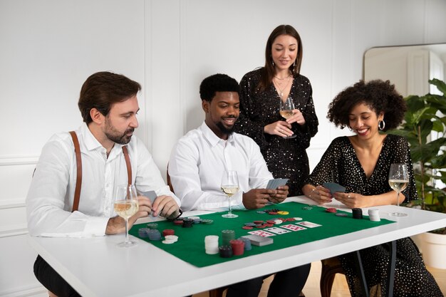 Friends playing poker together