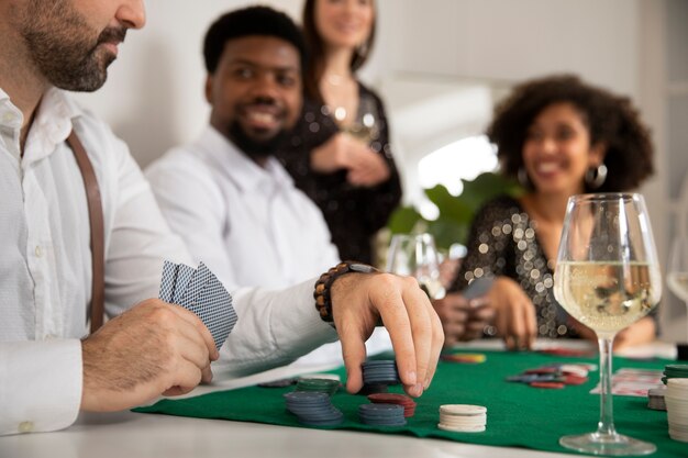 Friends playing poker together