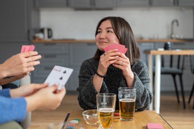 Friends playing poker together