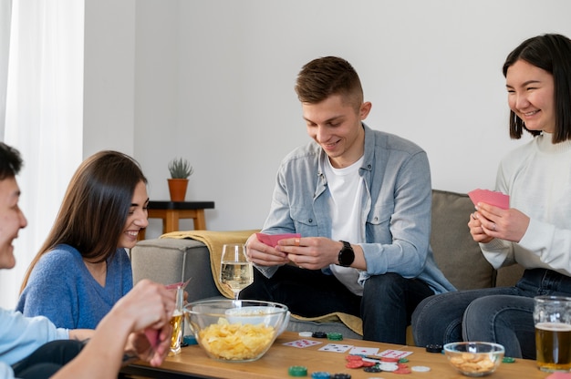 Friends playing poker together