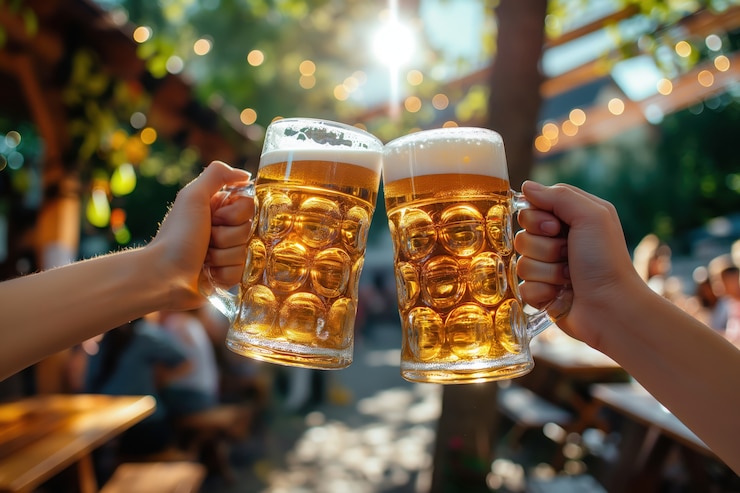 無料Photo 祝うためにビールを飲む友達