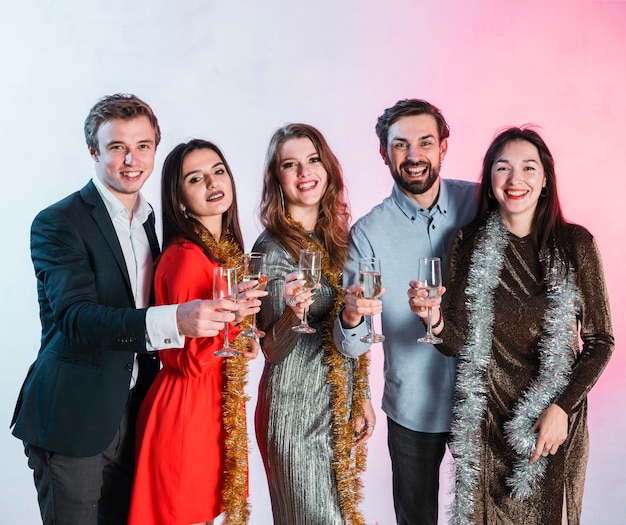 Free photo friends toasting at a new year party